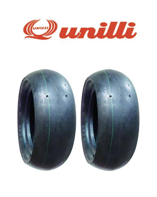 Coppia gomme anteriore 90/65-6.5 posteriore 110/50-6.5 slick unilli