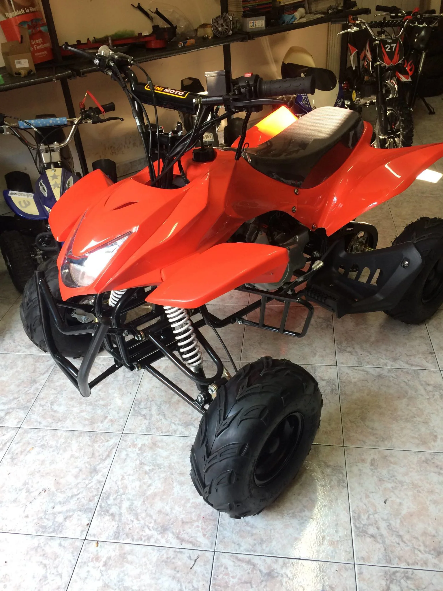 Quad Raptor 110cc 4T ruota 7″ avviamento elettrico, luci, telecomando, retromarcia, foto 4