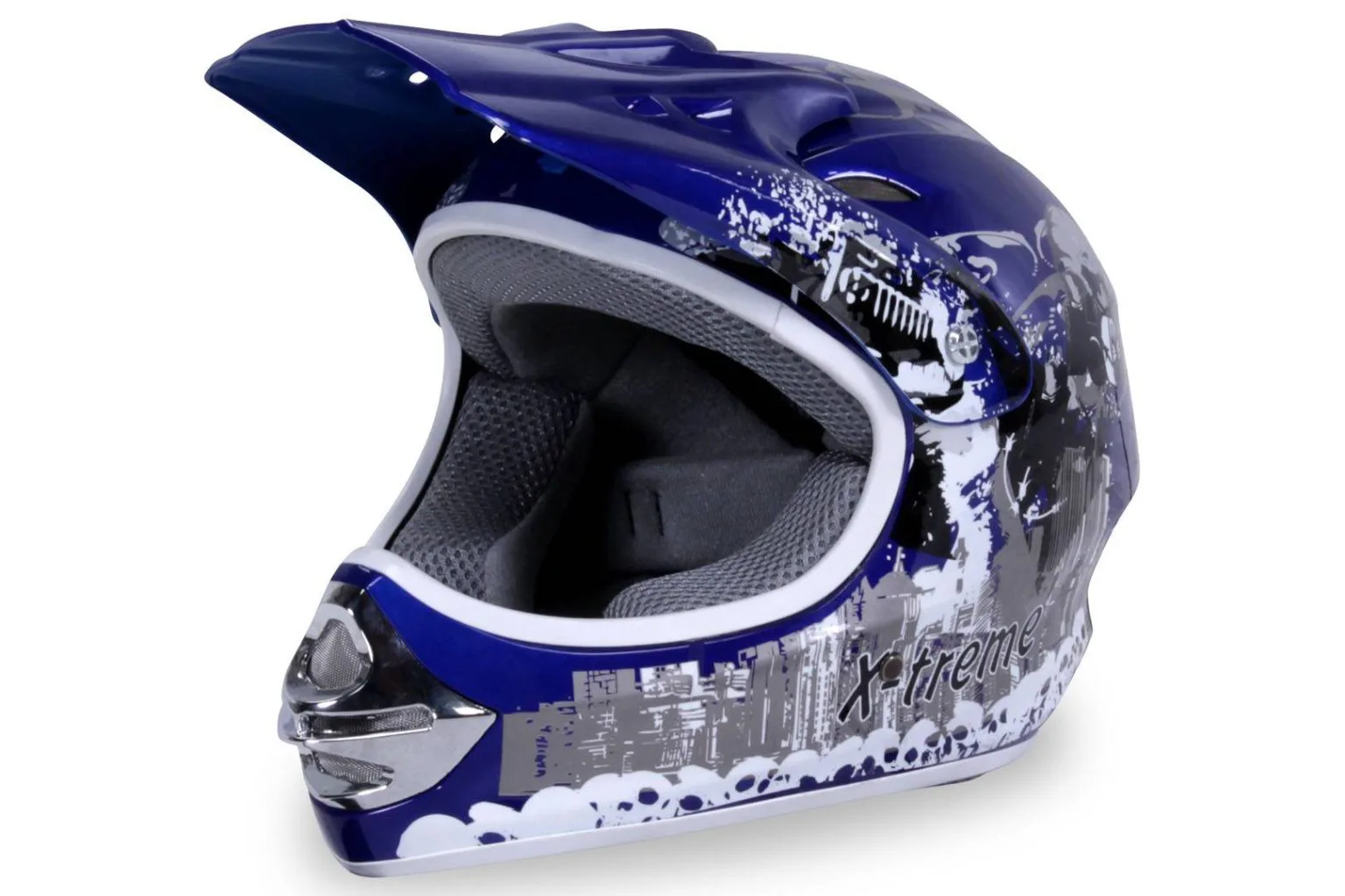Casco cross extreme bambino, colore blu