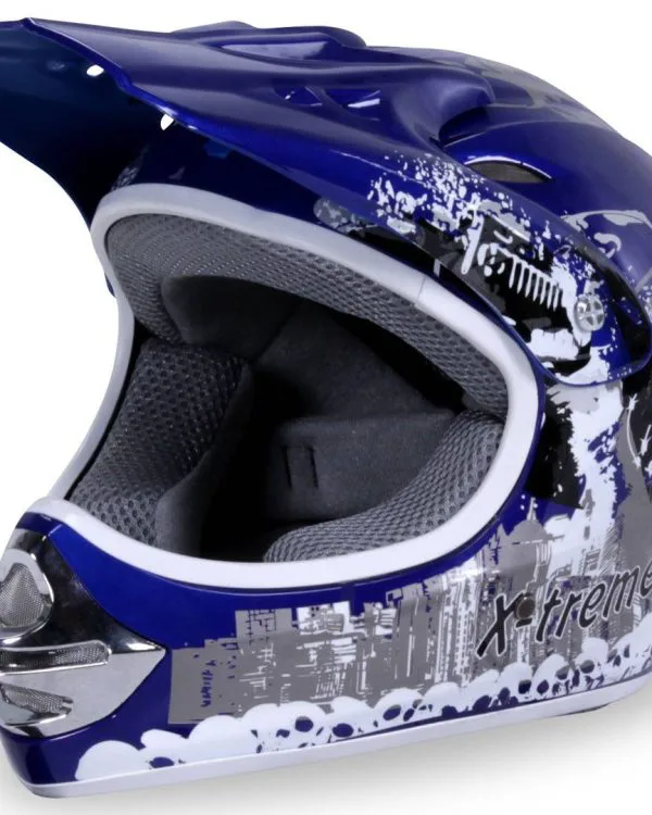 Casco cross extreme bambino, colore blu
