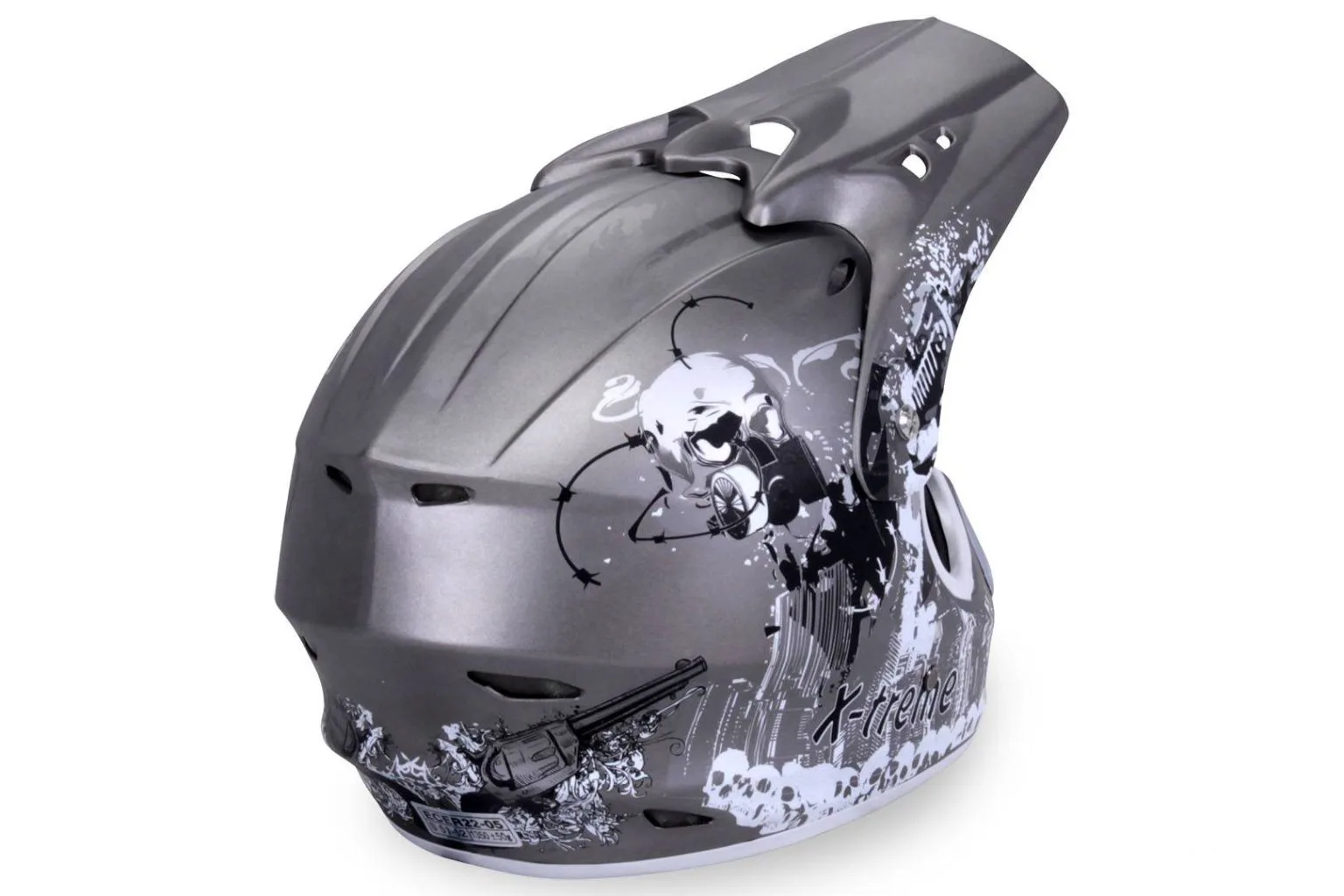 Casco cross extreme bambino, colore grigio, foto 3