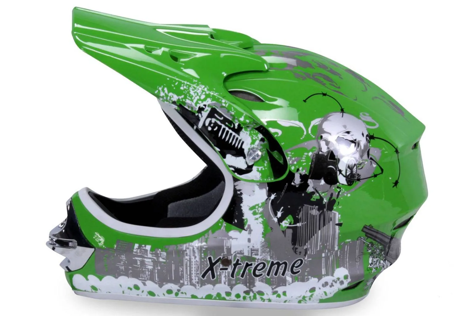 Casco cross extreme bambino, colore verde, foto 2