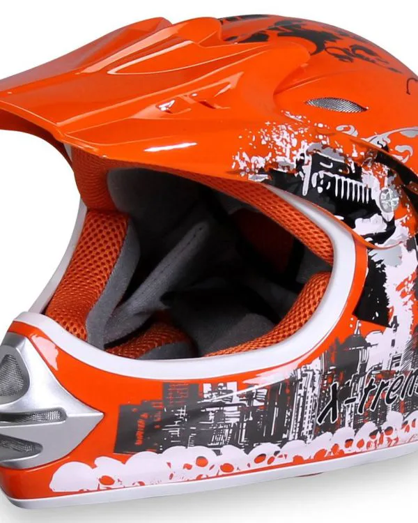 Casco cross extreme bambino, colore arancione