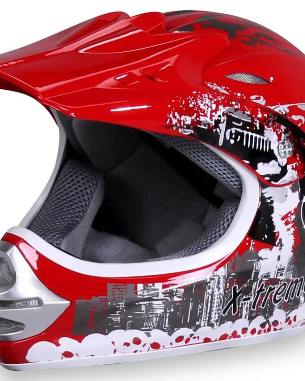Casco cross extreme bambino, colore rosso