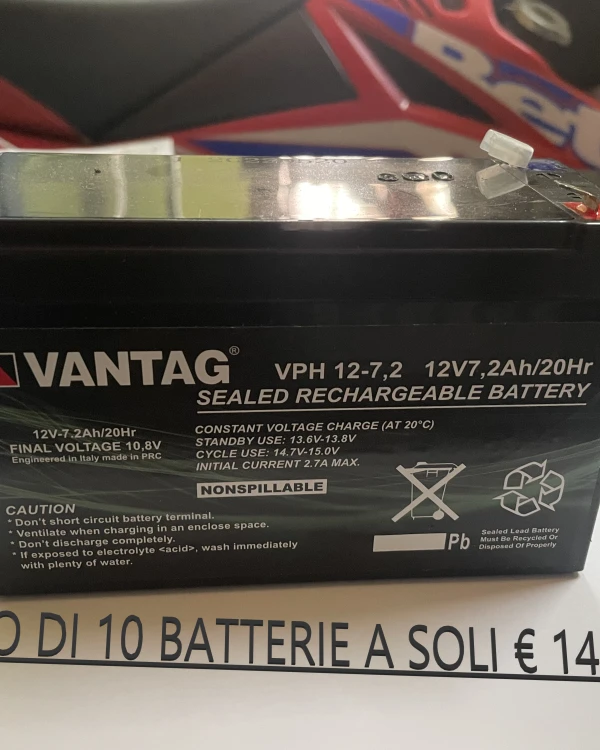 10 batterie vantag agm ciclica vph 12V 7, 2 ah/20hr spedizione gratis