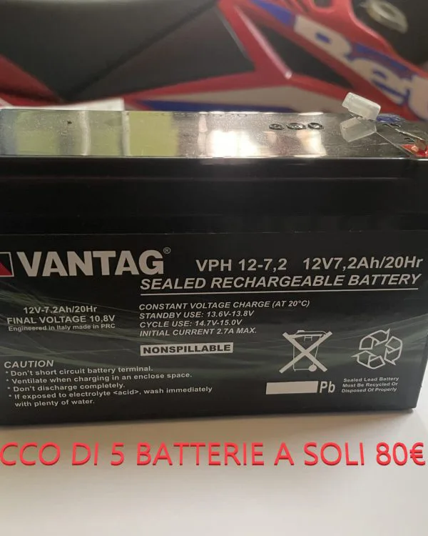 5 batterie vantag agm ciclica vph 12V 7, 2 ah/20hr spedizione gratis