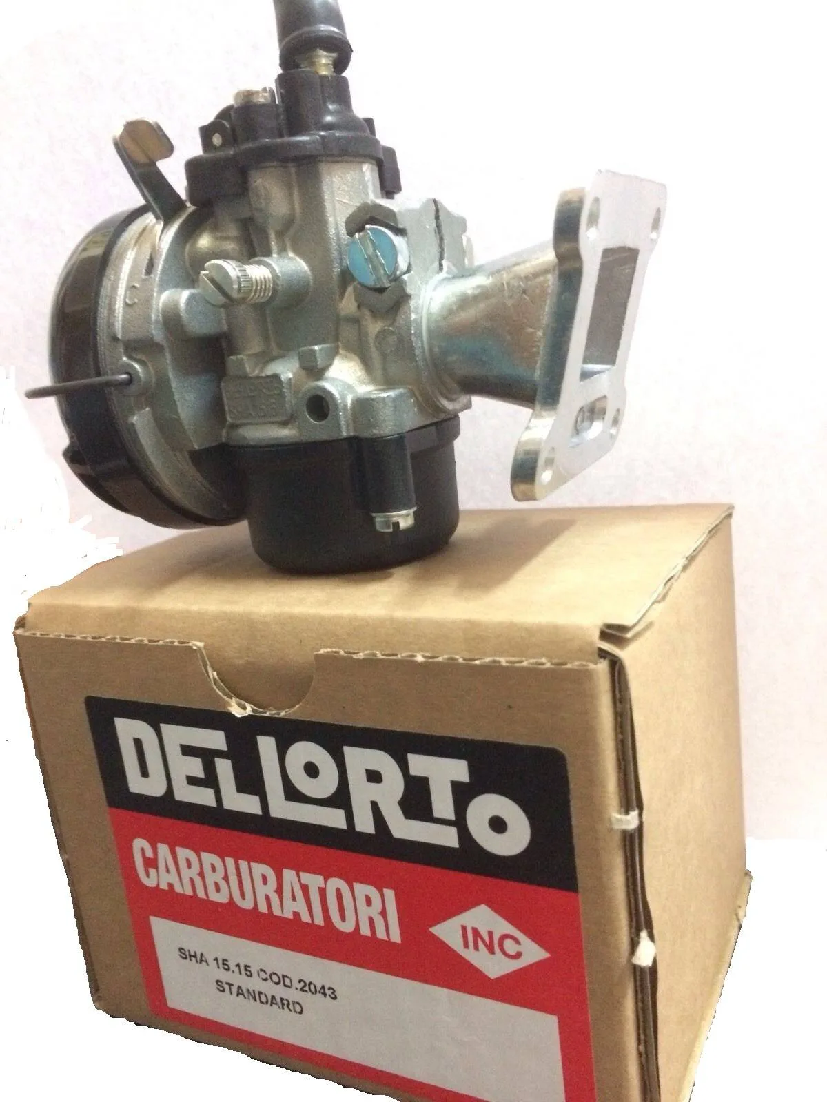Carburatore 2043 Dellorto sha 15/15 completo di collettore, foto 2
