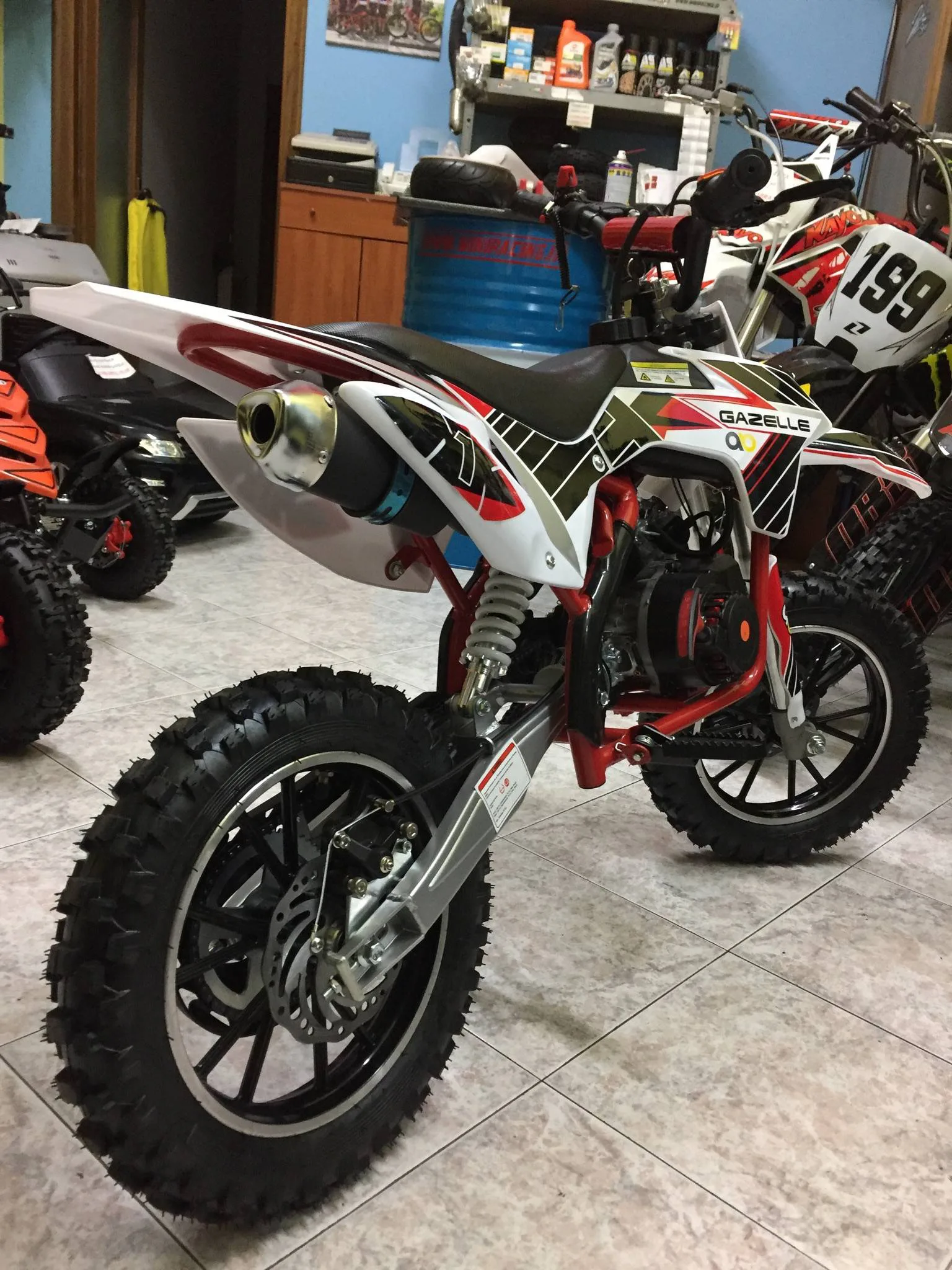 Mini cross Gazzella 50cc 2T ruota 10″ Easy start, carburatore 15/15, riduttore, foto 5