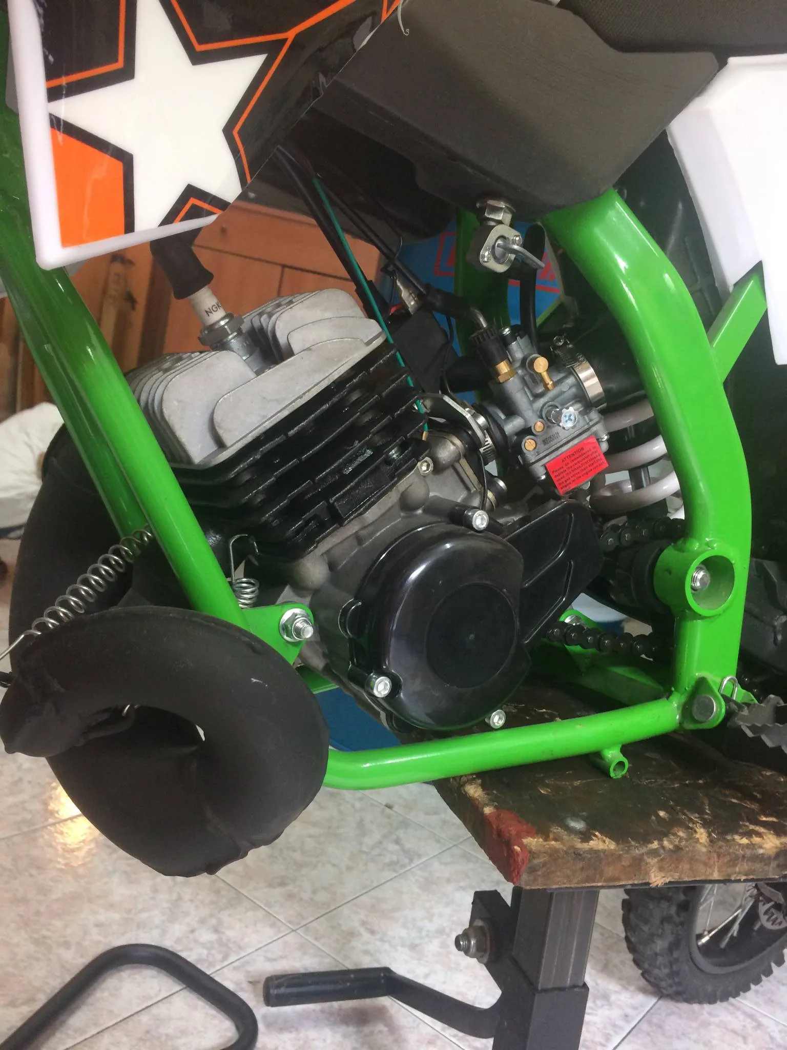 Mini cross 50cc 2T ruota 14″ 12″avviamento a pedale, carburatore 18, foto 6