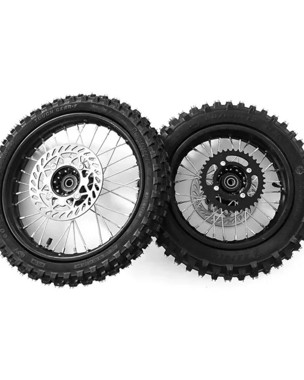 Coppia ruote cross 14″12″ con disco 190/190 corona mozzo sdg 15mm