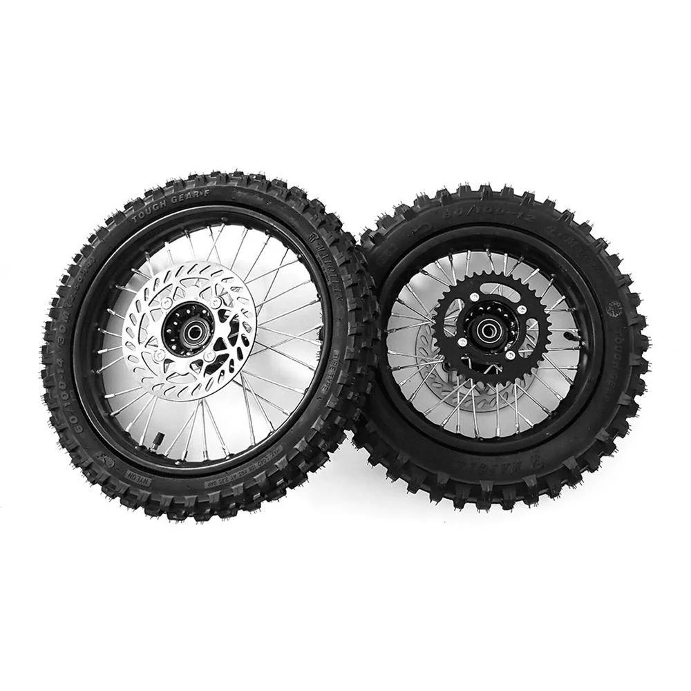 Coppia ruote cross 14″12″ con disco 190/190 corona mozzo sdg 15mm
