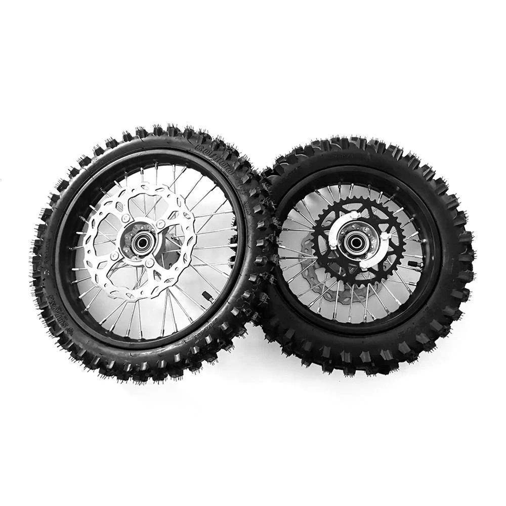 Coppia ruote cross 14″12″ con disco 220/190 corona mozzo sdg 15mm