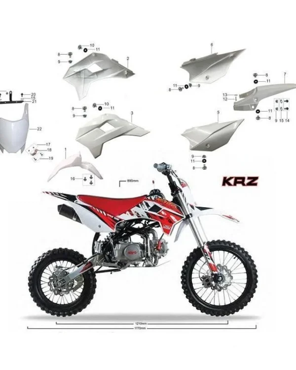 Plastiche carene bianche per pit bike Kayo krz