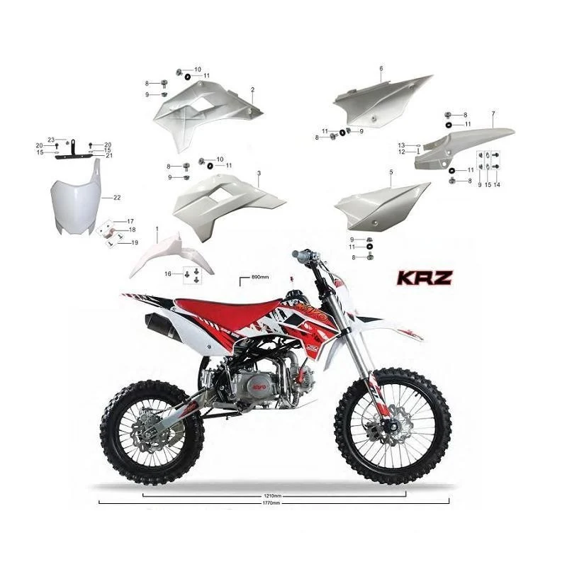 Plastiche carene bianche per pit bike Kayo krz