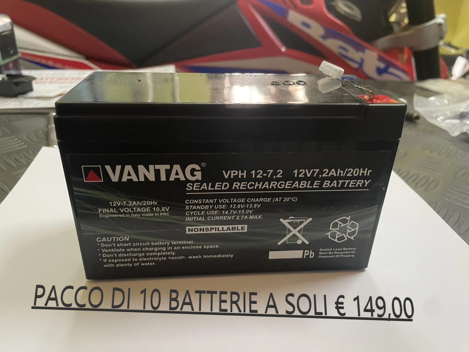 10 batterie vantag agm ciclica vph 12V 7, 2 ah/20hr spedizione gratis